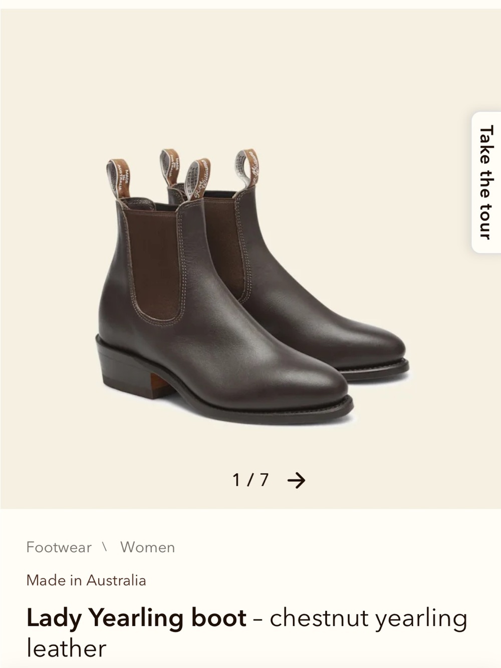 R.M. Williams Dark Chestnut Leather Chelsea Ankle Boots